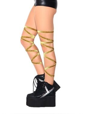 Gold Glitter Wrap Leg Bands iHeartRaves